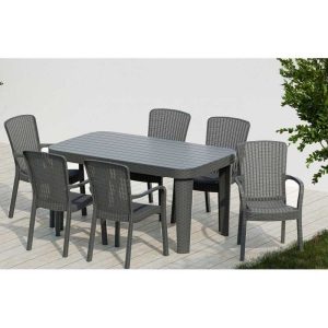 Mesa MOJÁCAR, polipropileno gris, 150 x 90 cms
