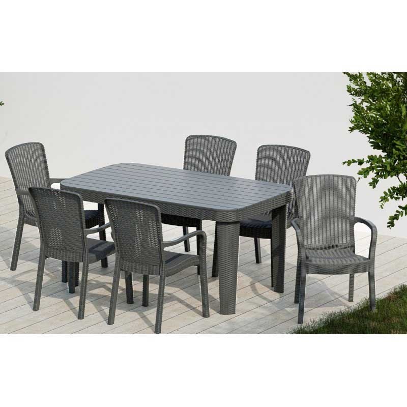 Mesa MOJÁCAR, polipropileno gris, 150 x 90 cms