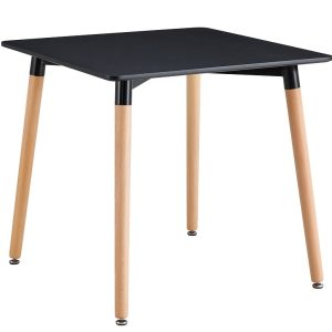 Mesa NURY, madera, tapa lacada negra, 80 x 80 cms