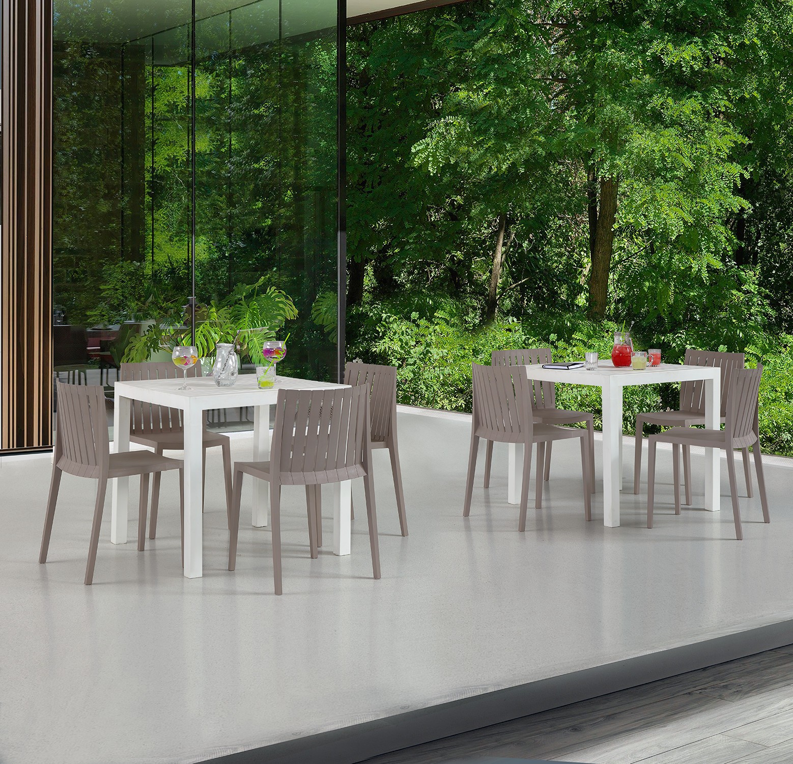 Mesa ODYSSEY, polipropileno blanco, 80 x 80 cms