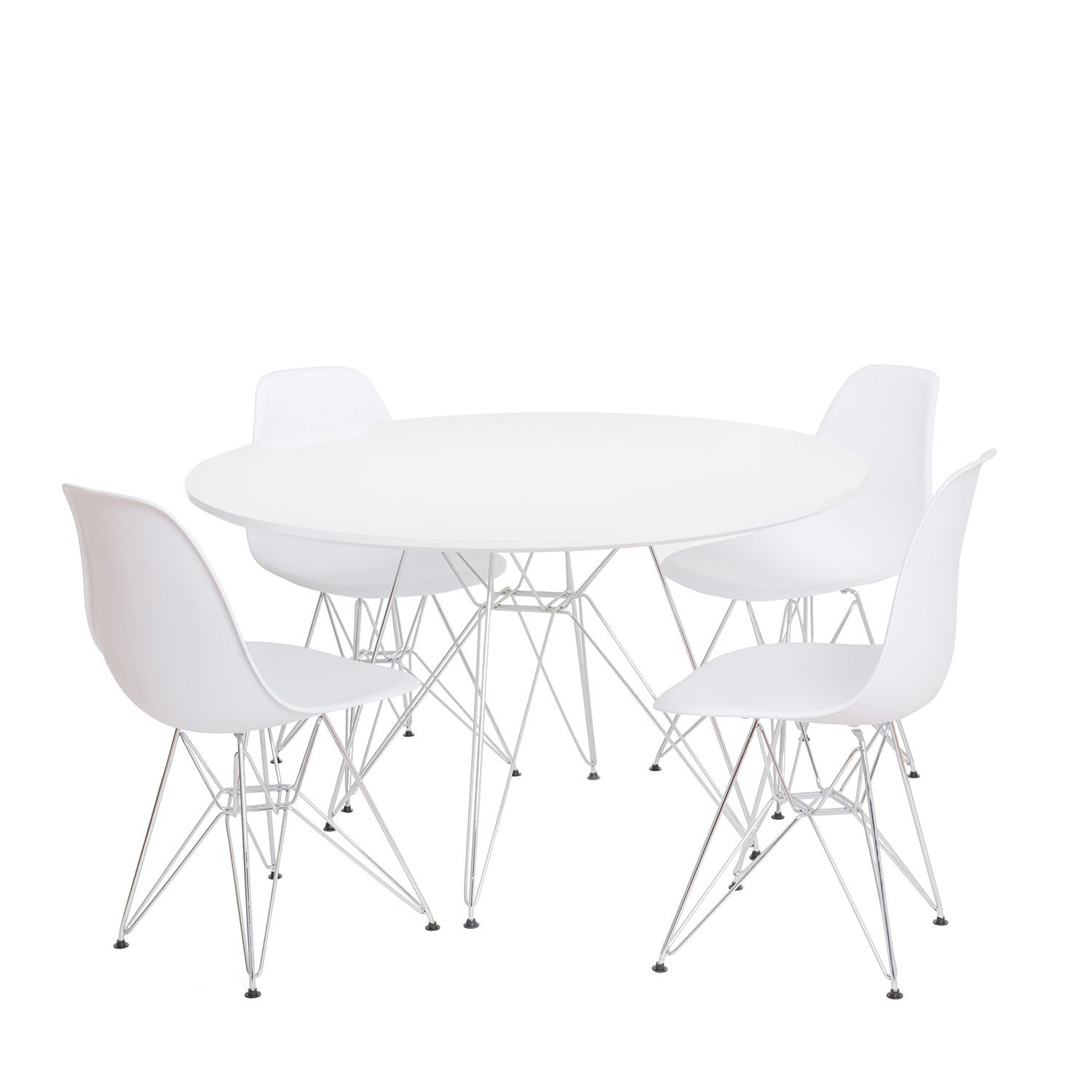 Mesa STAR, cromada, lacada blanca, 100 cms de diámetro