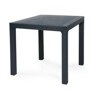 Mesa TROPICAL, ratán, polipropileno antracita, 80 x 80 cms