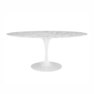 Mesa TUL, oval, fibra de vidrio, mármol blanco 160x90 cms