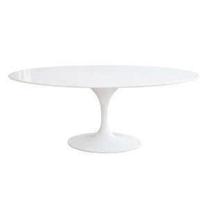 Mesa TUL, oval, fibra de vidrio, tapa lacada blanca 180x108 cms