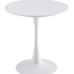 Mesa TUL (SI), base de metal, tapa lacada blanca, 70 cms de diámetro