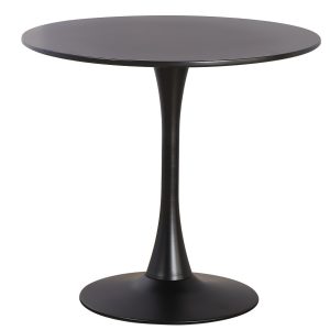 Mesa TUL (TO), base de metal, tapa lacada negra, 80 cms de diámetro
