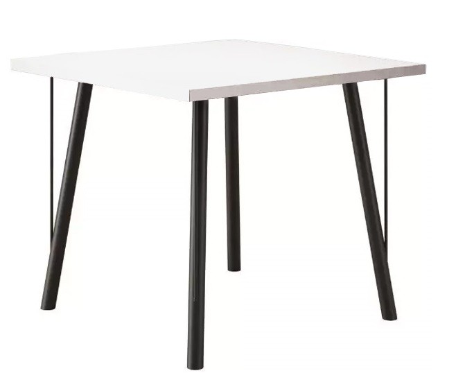 Mesa YAN, metal negro, tapa MDP blanca, 80x80 cms