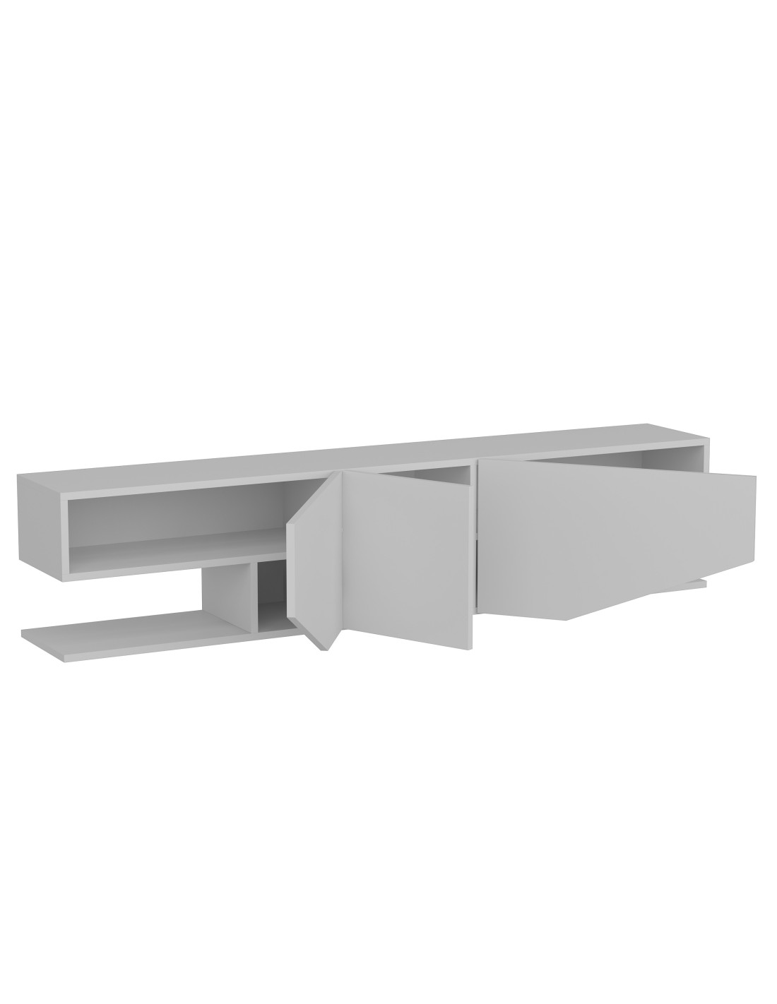 Mueble de TV VIOLET, bilaminado blanco brillo, 180 cms.