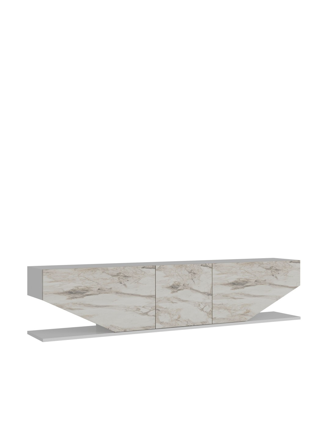 Mueble de TV VIOLET, bilaminado mármol blanco, 180 cms.