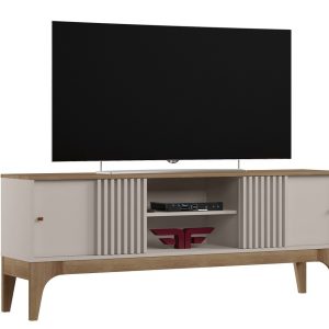 Mueble TV FLORENCIA, blanco roto y cedro, 160 cms
