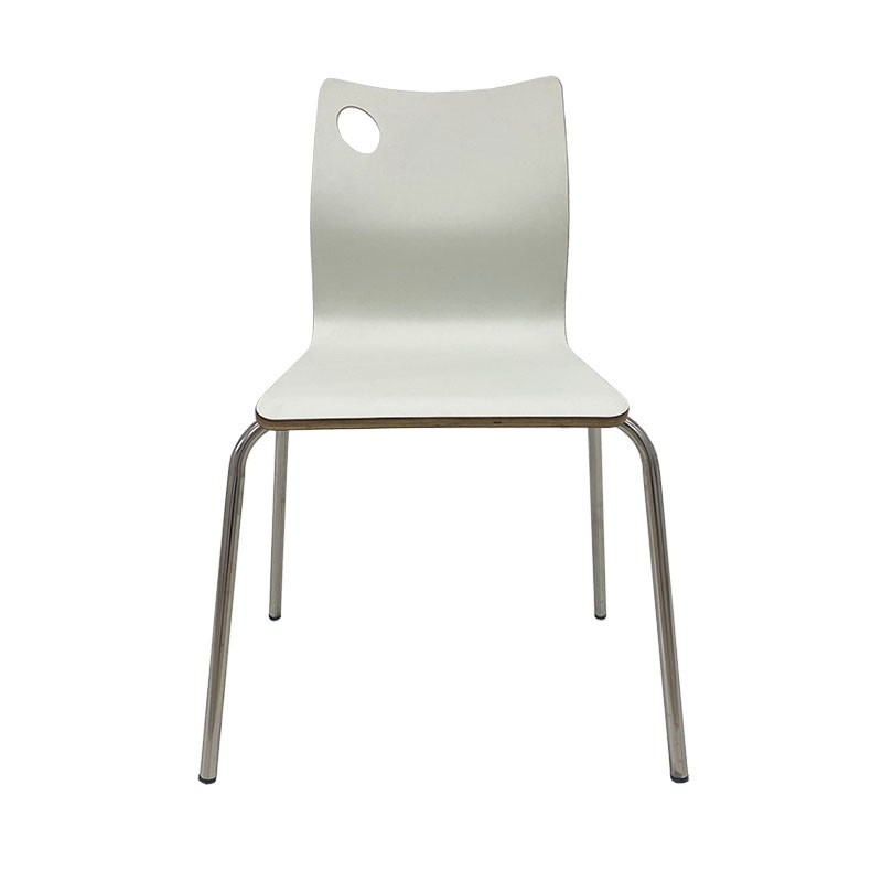 Silla AMELIE, apilable, acero inoxidable, asiento laminado HPL, blanco roto