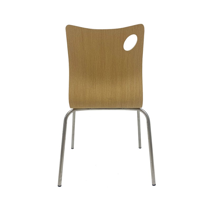 Silla AMELIE, apilable, acero inoxidable, asiento laminado HPL, color natural
