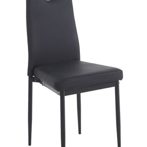 Silla AROSA, apilable, metal, similpiel negra