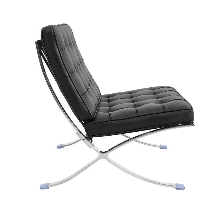 Silla BARNA (T), diseño, acero inoxidable, piel top negra