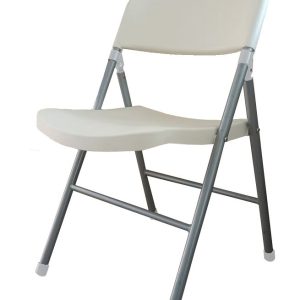 Silla BEACH, plegable, metal plata, polietileno blanco