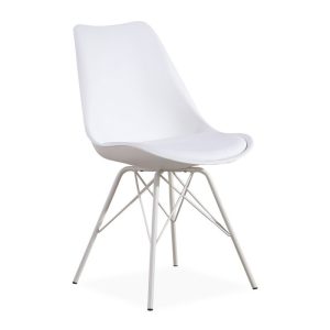 Silla BELLA NEW BBB, base blanca, carcasa y cojín blanco