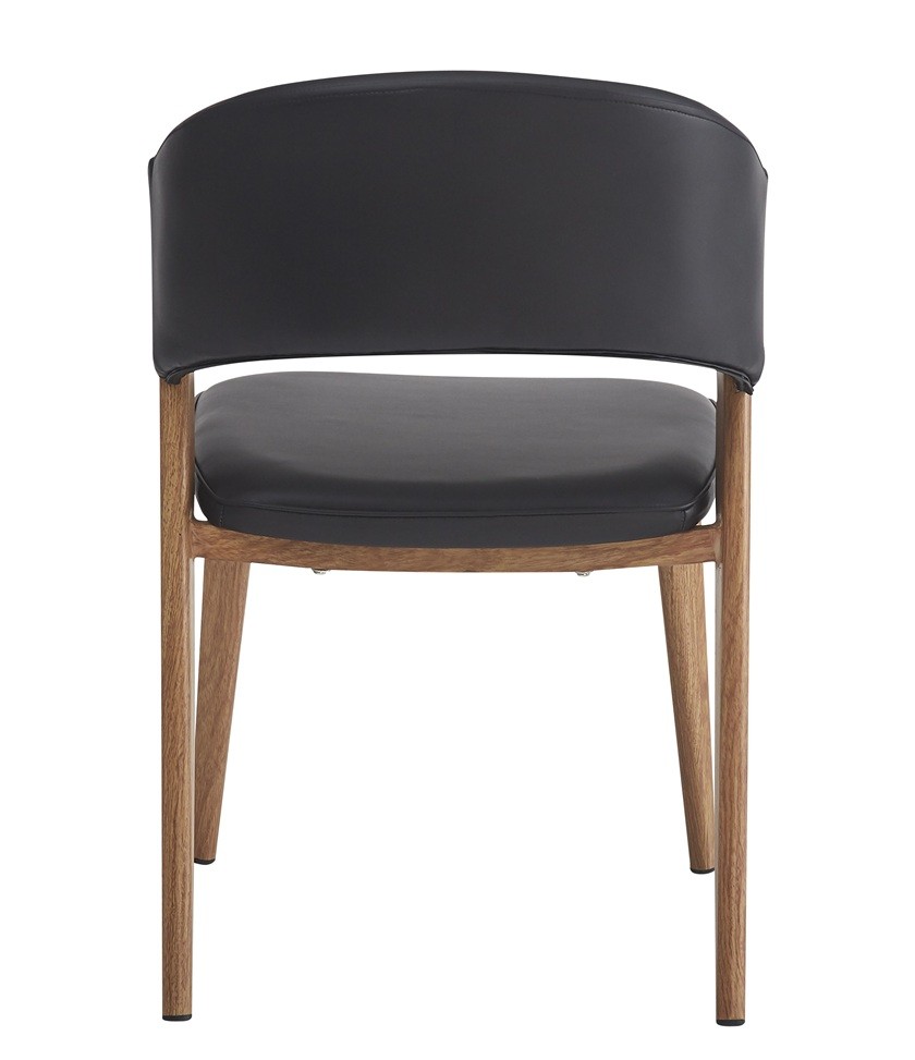 Silla CALABRIA, metal acabado de color madera, similpiel negra