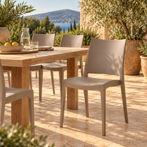 Silla CAPRI, apilable, tratamiento anti UV, polipropileno tórtora