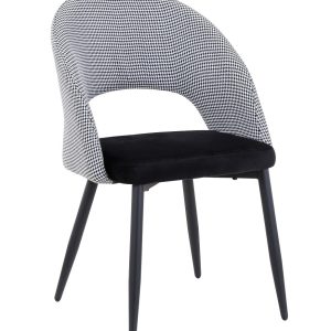 Silla CLEO, metal, tapizado pata de gallo con negro