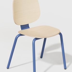 Silla COLMAR, apilable, azul, contrachapado revestido con HPL, color natural