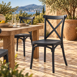 Silla CORFÚ, apilable, tratamiento anti UV, polipropileno antracita