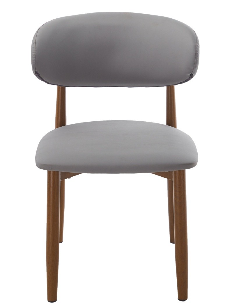 Silla DACHAU, metal acabado de color madera, similpiel gris