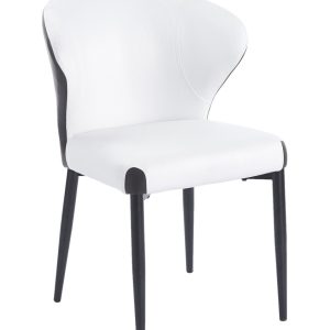 Silla DAVOS, metal, tapizado similpiel marrón y blanco