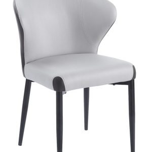 Silla DAVOS, metal, tapizado similpiel marrón y gris