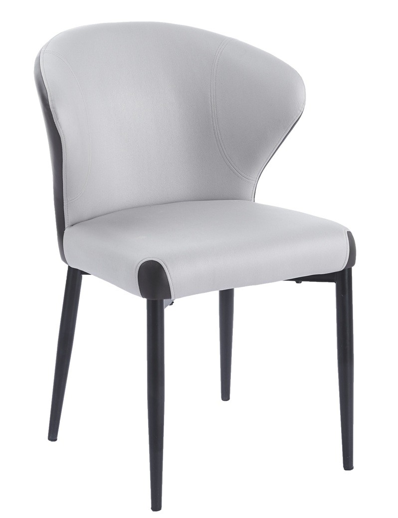 Silla DAVOS, metal, tapizado similpiel marrón y gris