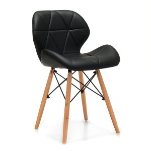 Silla DIANA, madera, similpiel negra
