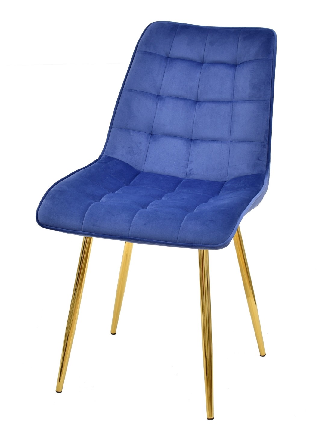 Silla GILDA, metal, dorado, tejido velvet azul