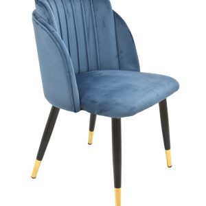 Silla GLAMOUR, metal, tapizado velvet azul