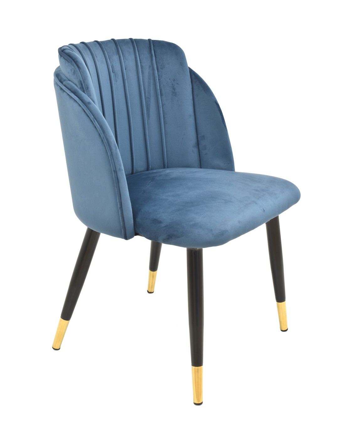 Silla GLAMOUR, metal, tapizado velvet azul
