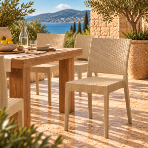 Silla LIDO, apilable, polipropileno capuccino
