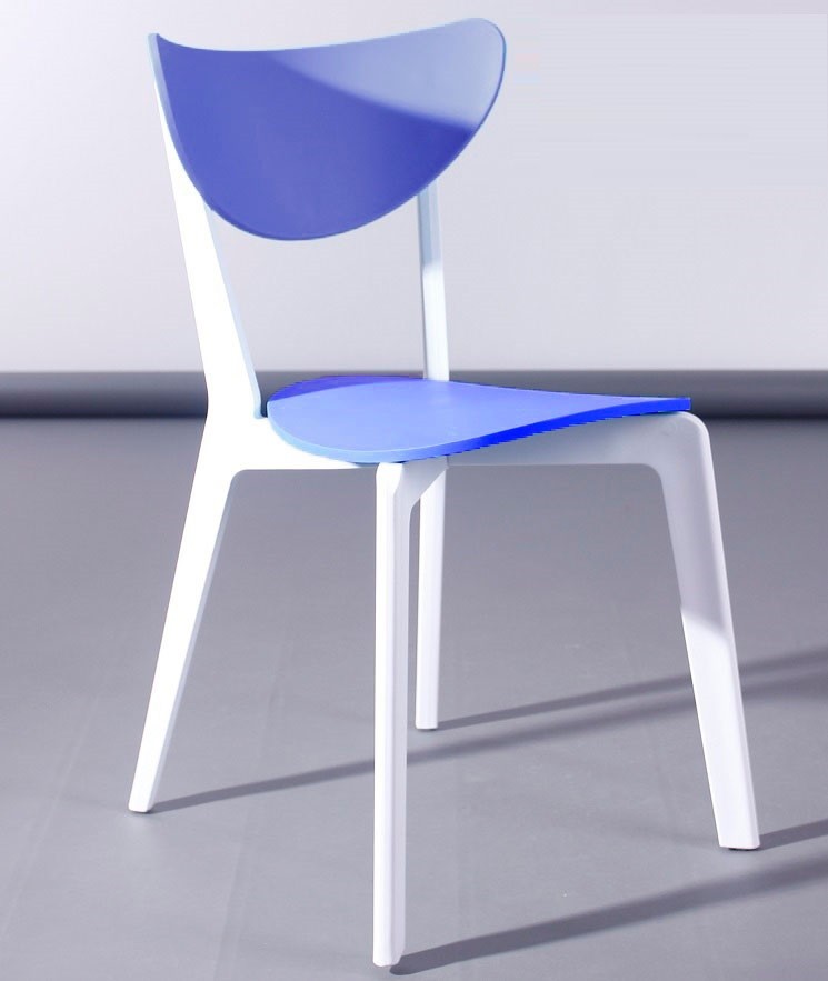 Silla LINA, apilable, polipropileno blanco y azul