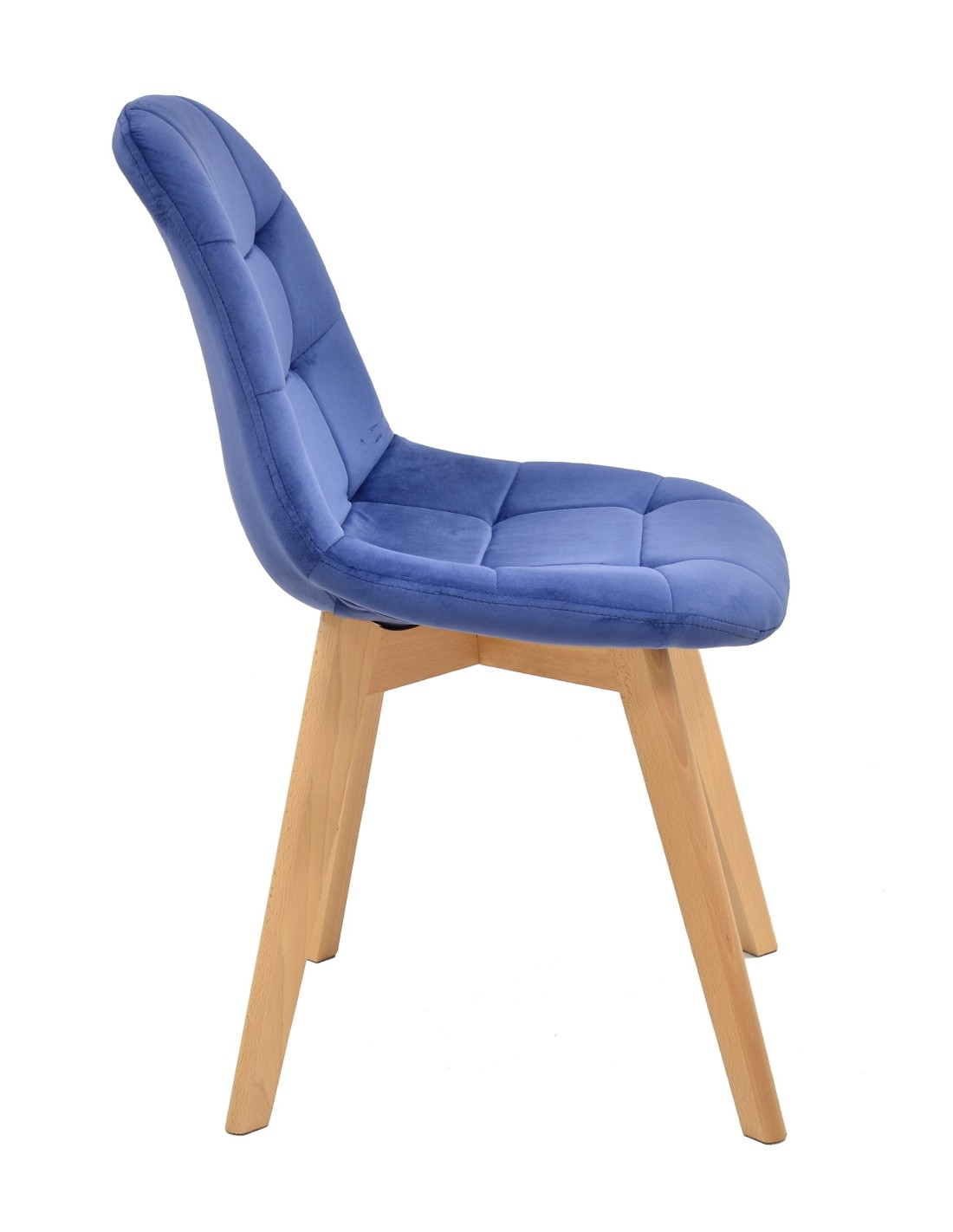 Silla LORENA, madera, tapizada velvet azul