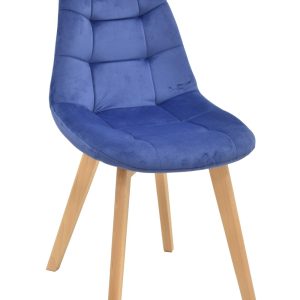 Silla LORENA, madera, tapizada velvet azul