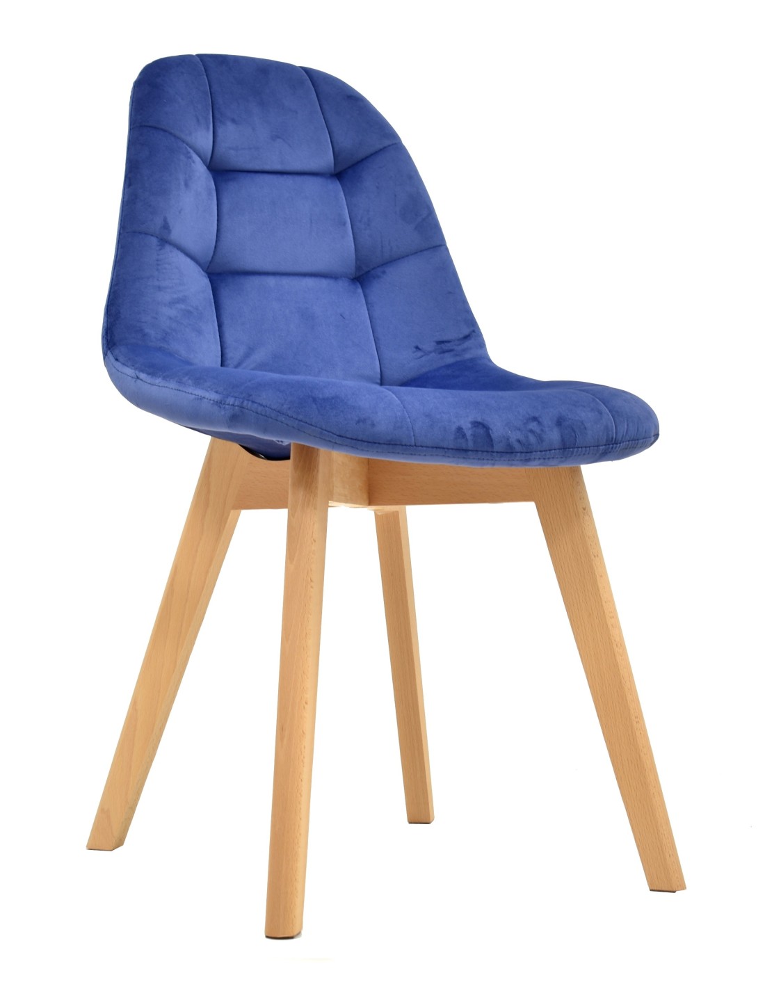 Silla LORENA, madera, tapizada velvet azul