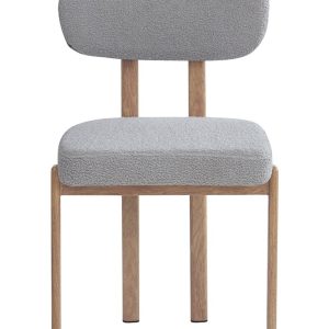 Silla MESINA, metal acabado de color madera, tejido bouclé gris 24