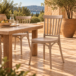 Silla MILOS 43, apilable, tratamiento anti UV, polipropileno tórtora
