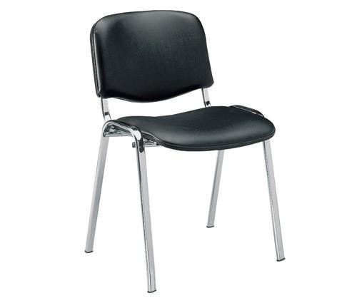 Silla NIZA NEW AM, chasis cromado, similpiel negra
