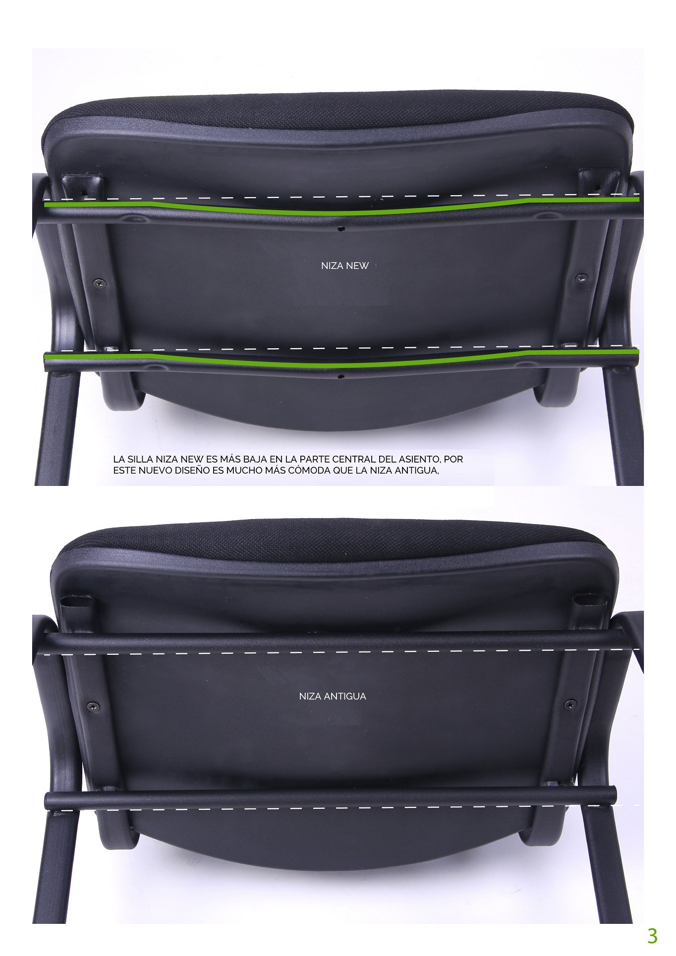 Silla NIZA NEW AM, chasis epoxi negro, tejido A1, color negro