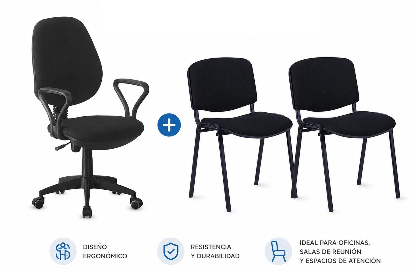 Silla NIZA NEW AM, chasis epoxi negro, tejido A1, color negro