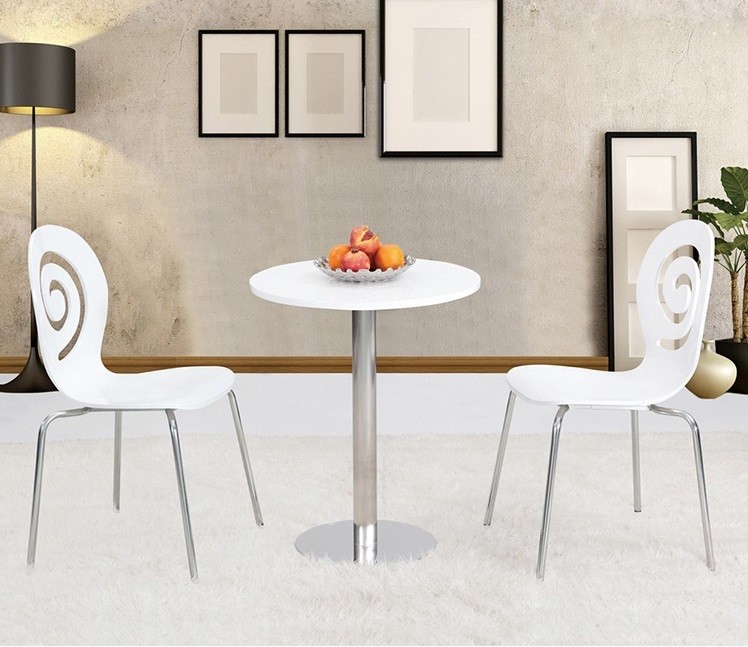 Silla PINSAPO, apilable, acero inoxidable, laminado blanco roto