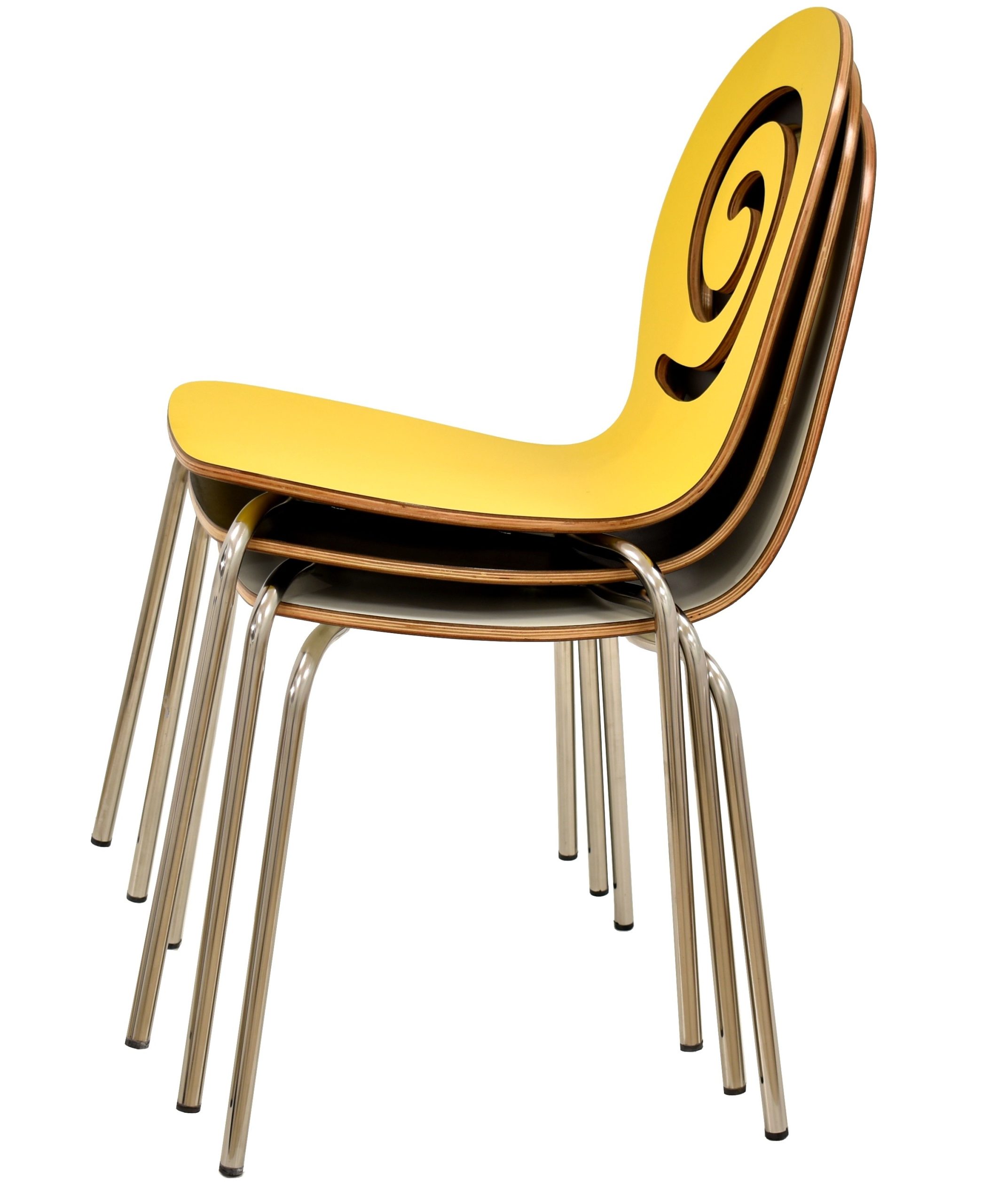 Silla PINSAPO, apilable, acero inoxidable, laminado blanco roto
