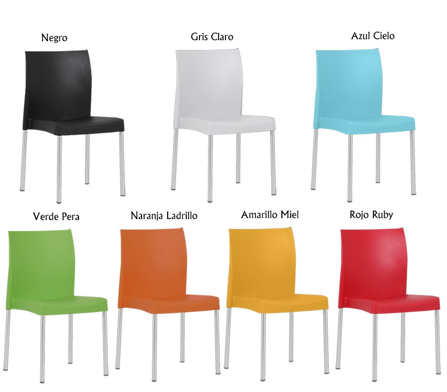 Silla SANDRA, aluminio, polipropileno negro