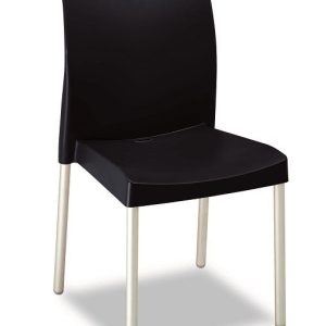 Silla SANDRA, aluminio, polipropileno negro