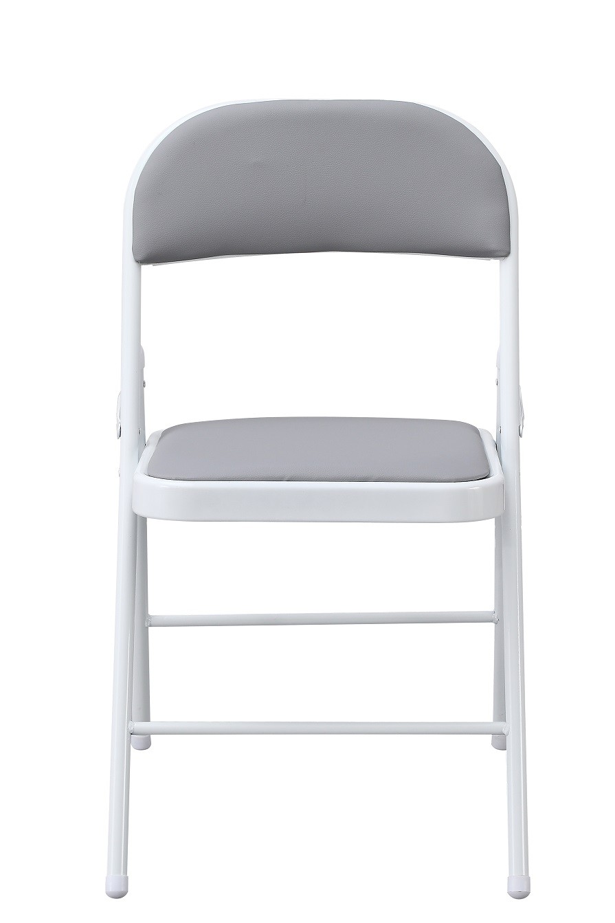 Silla SMART, plegable, metal, epoxi blanco, vinilo gris claro