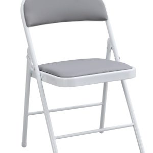 Silla SMART, plegable, metal, epoxi blanco, vinilo gris claro