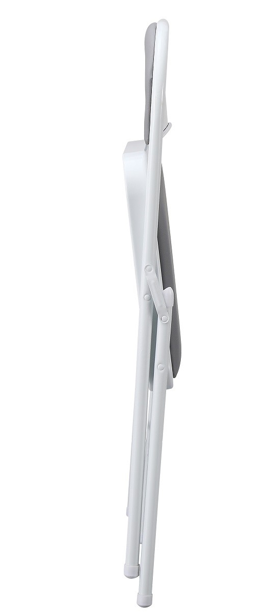 Silla SMART, plegable, metal, epoxi blanco, vinilo gris claro